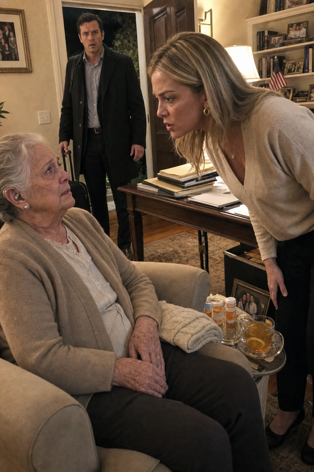 Then my future daughter-in-law leaned in and hissed, “Do you really think I came back to live with a senile old woman like you?” My hands trembled, but not from fear. She didn’t know my son was returning home much earlier than planned