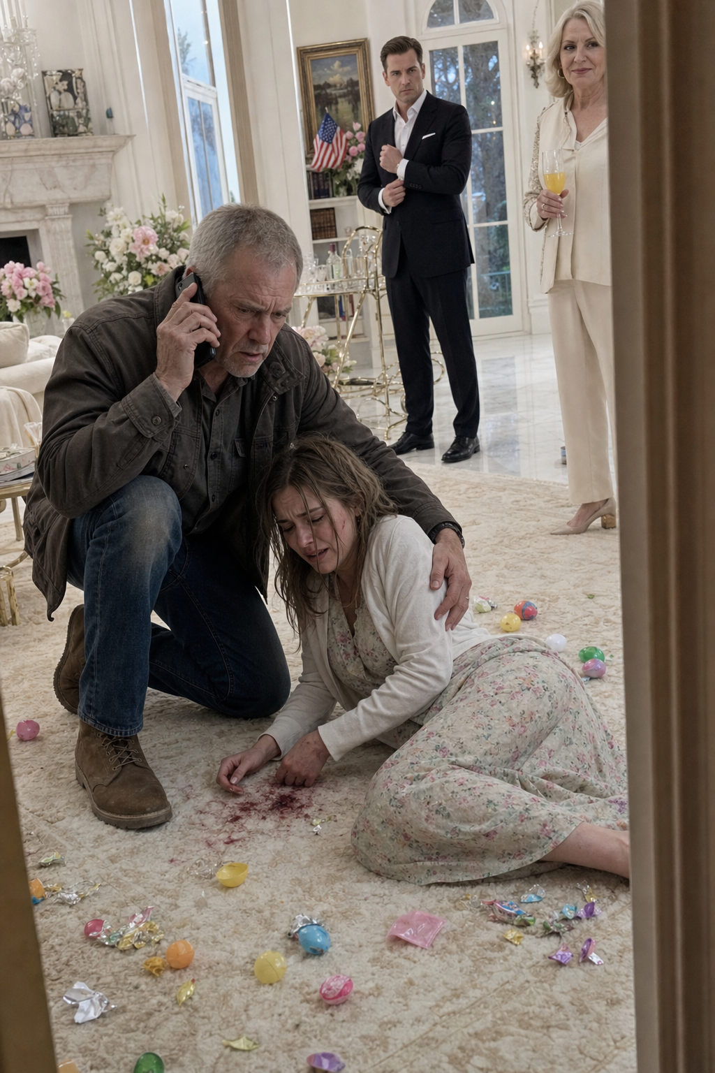 “Dad… Please Come Get Me… He Hit Me Again,” My Daughter Sobbed On Easter Sunday Before A Scream, A Violent Crash, And Dead Silence Cut The Call. Twenty Minutes Later, I Found Her Bleeding On Her Husband’s White Persian Rug While His Mother Sneered, “Go Back To Your Lonely Little House.” They Thought I Was Just A Retired Old Man In A Rusted Pickup. They Had No Idea What That Phone Call Had Just Activated…