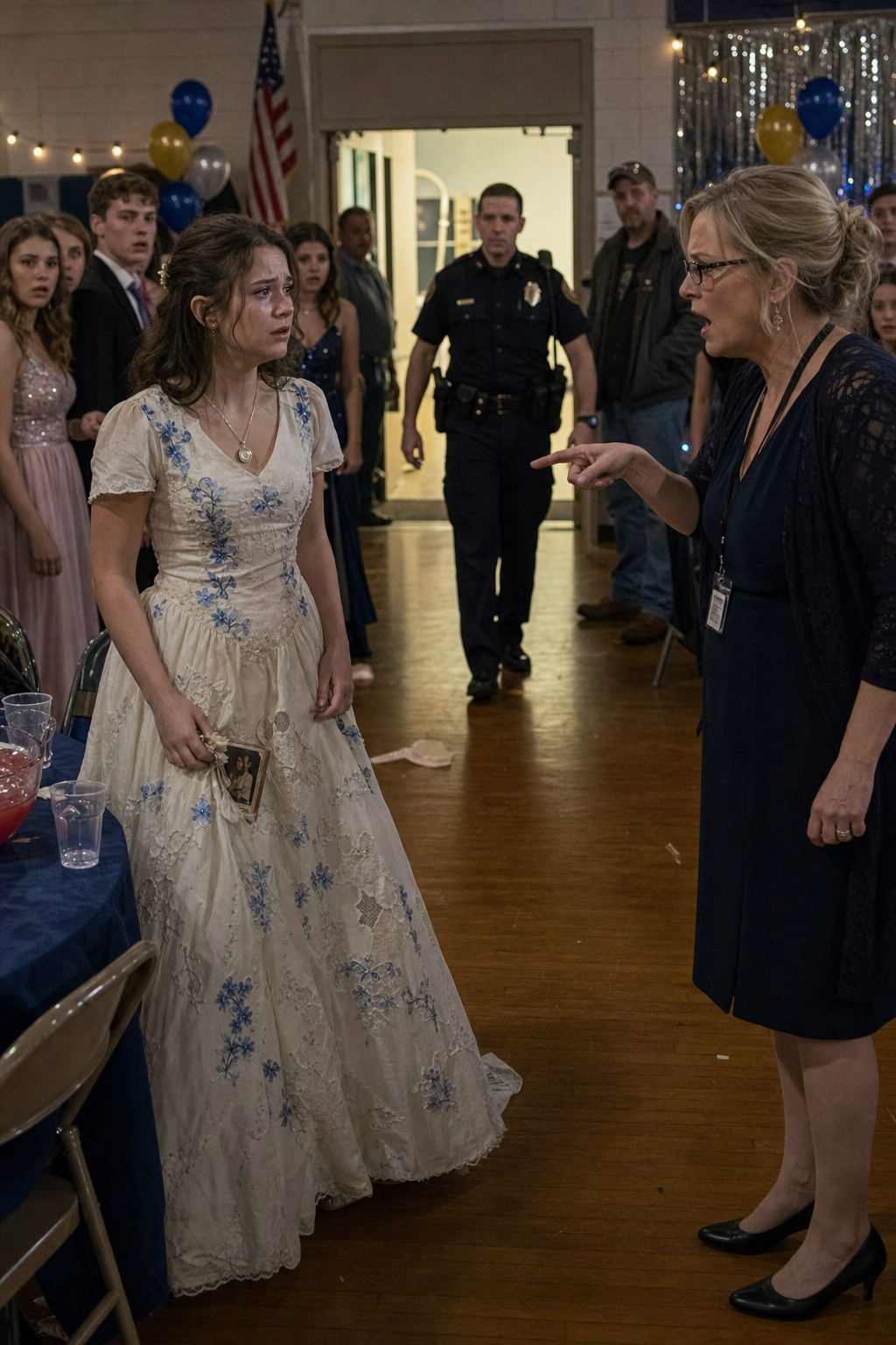 My Father Sewed Me a Dress from My Late Mother’s Wedding Gown for Prom – My Teacher Laughed Until an Officer