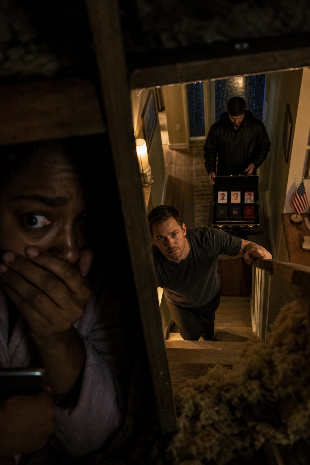My sister called me at midnight and whispered, “Turn off every light. Go to the attic. Don’t tell your husband.” I thought she was unraveling — until I peered through the floorboards….