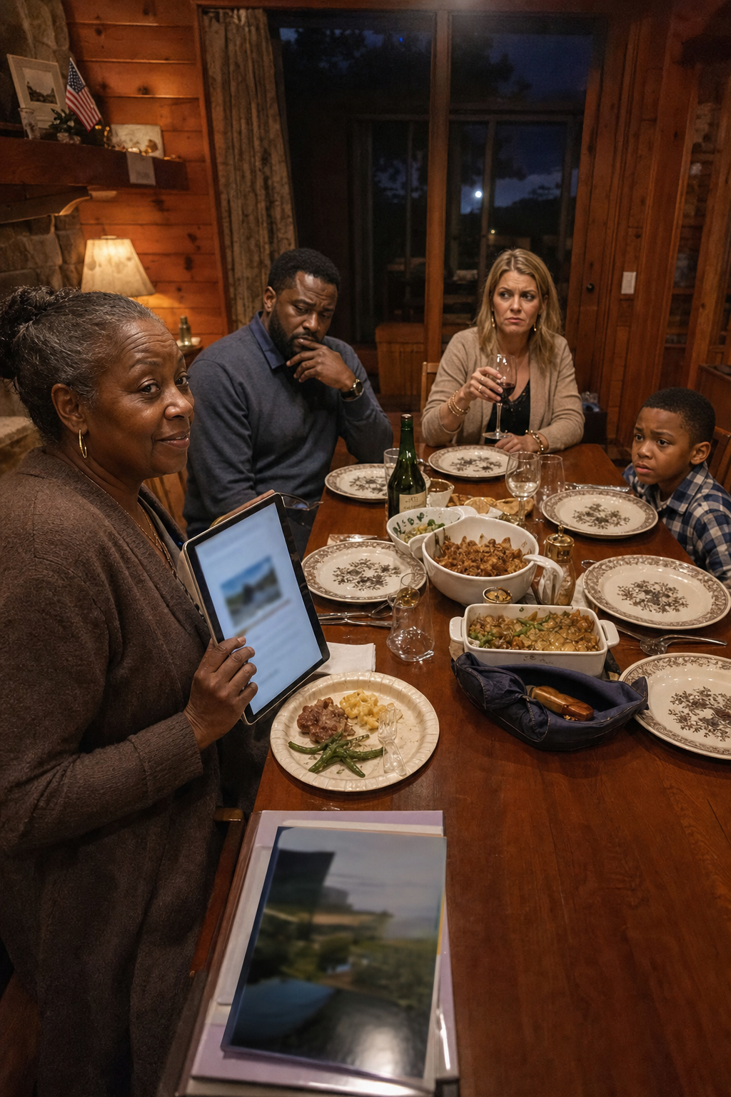 I heard my daughter-in-law tell my grandson, ‘She’s not your real grandma.’” I just smiled. For three years they treated me like a burden—paper plates, a lumpy couch, whispers about my “expenses.” Last night at dinner, I opened my tablet and revealed the truth: a hidden $52 million fortune… and the one person at that table who would inherit it all.