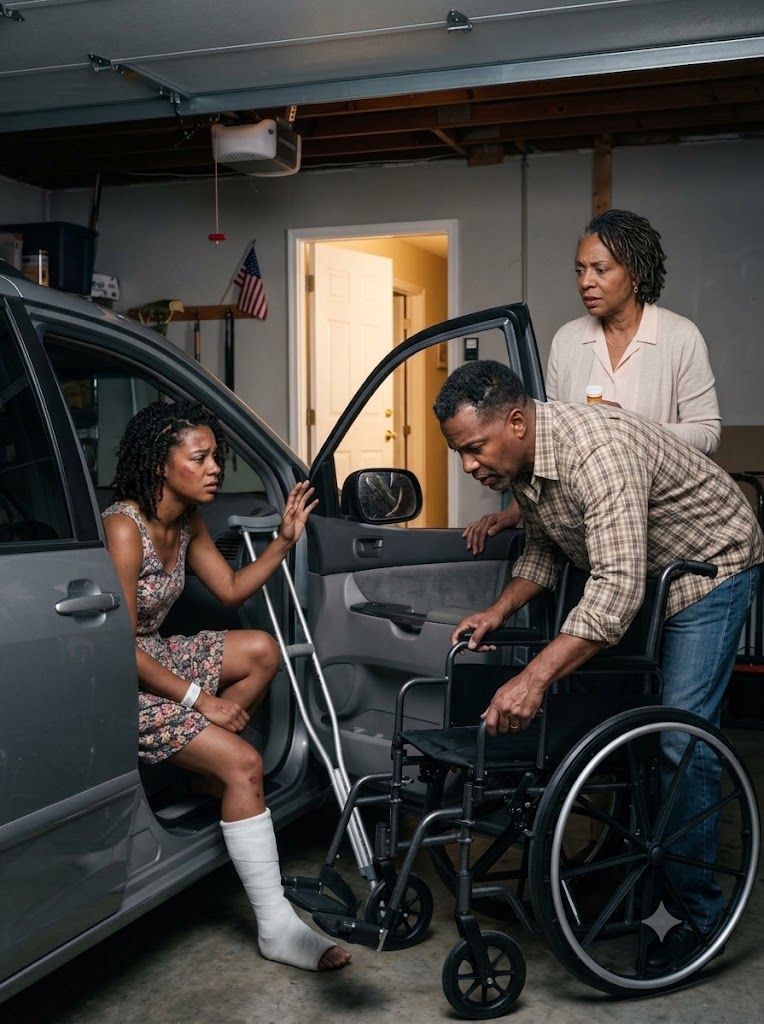 11 MINUTES AFTER I LEFT THE HOSPITAL WITH A SHATTERED FEMUR, MY HUSBAND AND HIS MOTHER TOOK MY PAIN MEDS AND LOCKED ME IN A FREEZING GARAGE—THEY DIDN’T KNOW I’D HIDDEN SOMETHING 12 FEET AWAY THAT WOULD DESTROY THEM BOTH…