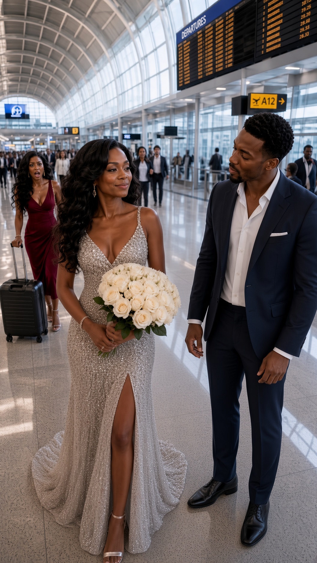 I CAUGHT MY BOYFRIEND KISSING ANOTHER WOMAN AT THE AIRPORT — SO I GRABBED A HANDSOME STRANGER AND KISSED HIM BACK. "I'LL DESTROY YOUR CAREER," MY EX HISSED. "MY NEW MISTRESS IS THE CFO." THE STRANGER LAUGHED, HANDED ME A BLACK CARD, AND SAID "CHECK THE NAME"
