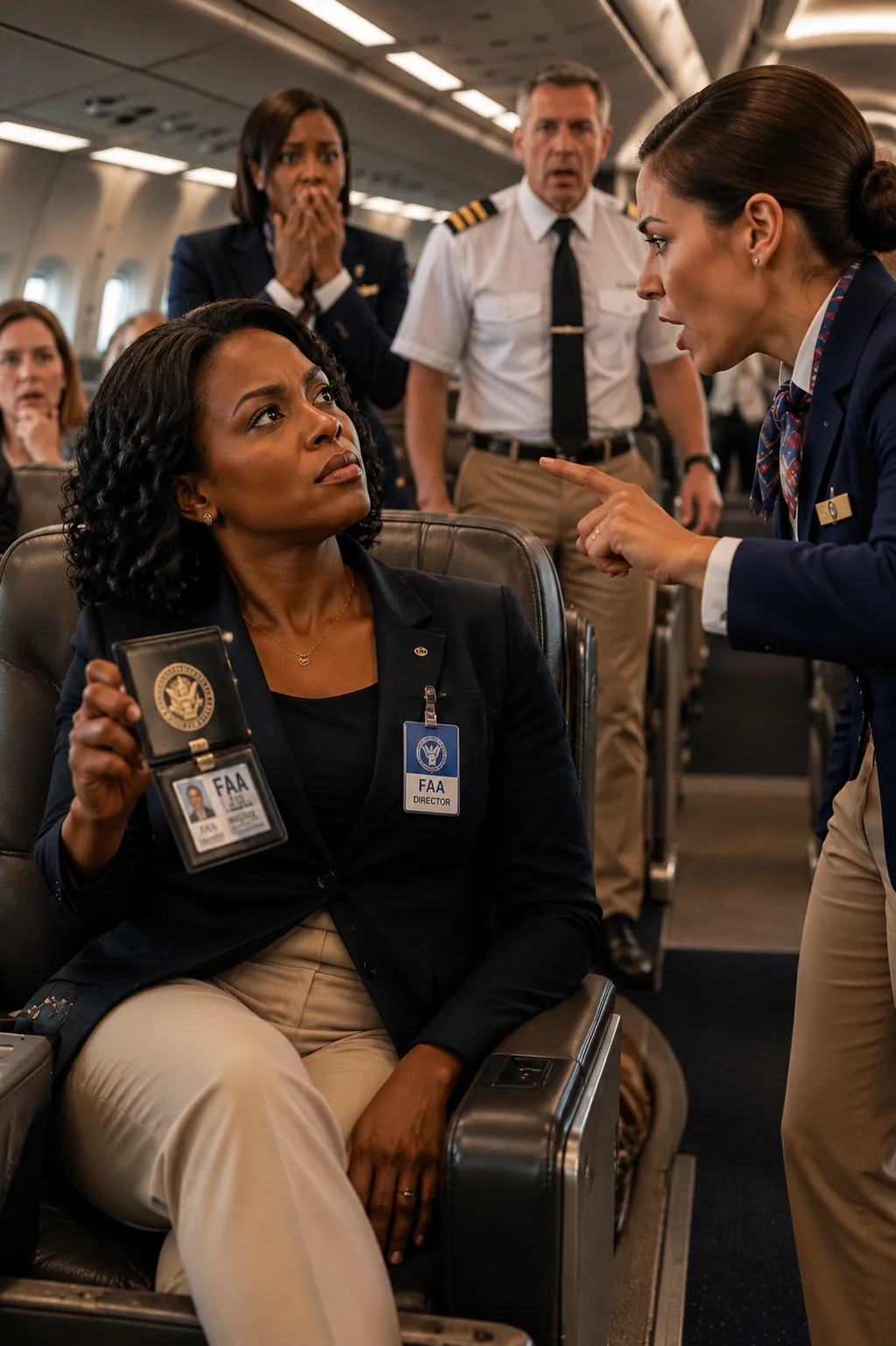 Flight Crew Moved a Black Woman From First Class to the Last Row—Then Went Silent When She Opened Her Wallet and Said, “I’m Dr. Simone Carter, Administrator of the FAA.” But Her Title Wasn’t What Terrified the Airline CEO Most. It Was the Maintenance File She Had Been Called About Thirty Seconds Earlier.