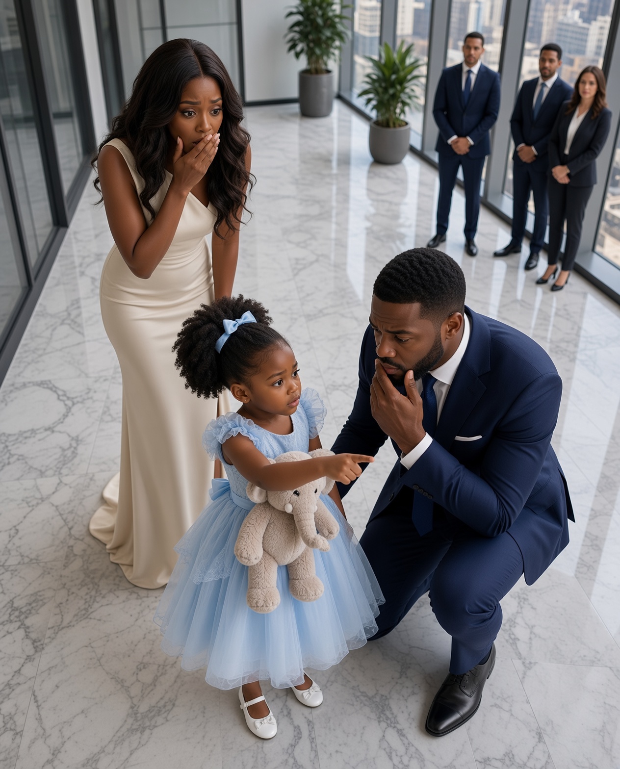 I Brought My 6-Year-Old Daughter to Work Because I Had No One to Watch Her. She Told My Cold Millionaire Boss, “You Should Be My Dad.” Everyone Laughed—Until My Late Husband’s Father Walked In With Legal Papers and Said He Was Taking My Daughter. Two Days Later, We Discovered What He Was Really After
