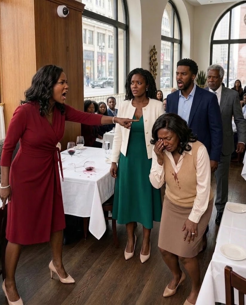 MY MOTHER-IN-LAW THREW WINE IN MY MOM’S FACE AND CALLED ME A “POOR WAITRESS”—THEN THE GENERAL MANAGER WALKED OVER, LOOKED AT ME, AND ASKED, “MS. HAYES… DO YOU WANT ME TO CALL THE POLICE?”
