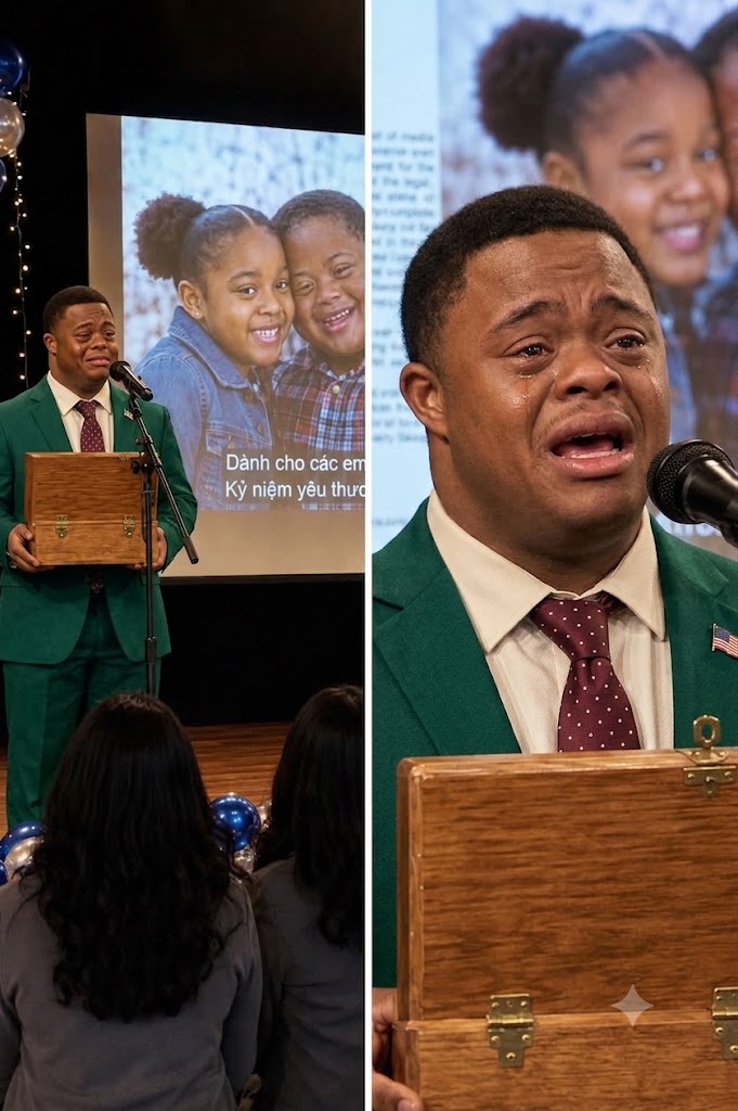 MY BROTHER WITH DOWN SYNDROME WALKED ONTO THE PROM STAGE CARRYING A CROOKED WOODEN BOX. I WAS TERRIFIED PEOPLE WOULD LAUGH AT HIS GIFT. THEN HE OPENED IT IN FRONT OF 400 PEOPLE—AND I REALIZED I HAD UNDERESTIMATED HIM MORE THAN ANYONE ELSE.