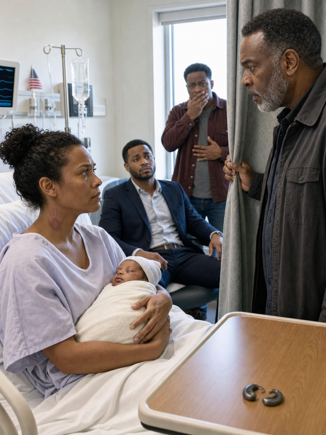 I Was Holding My Newborn When My Uncle Walked Into the Hospital Room and Saw the Dark Handprints Around My Neck.