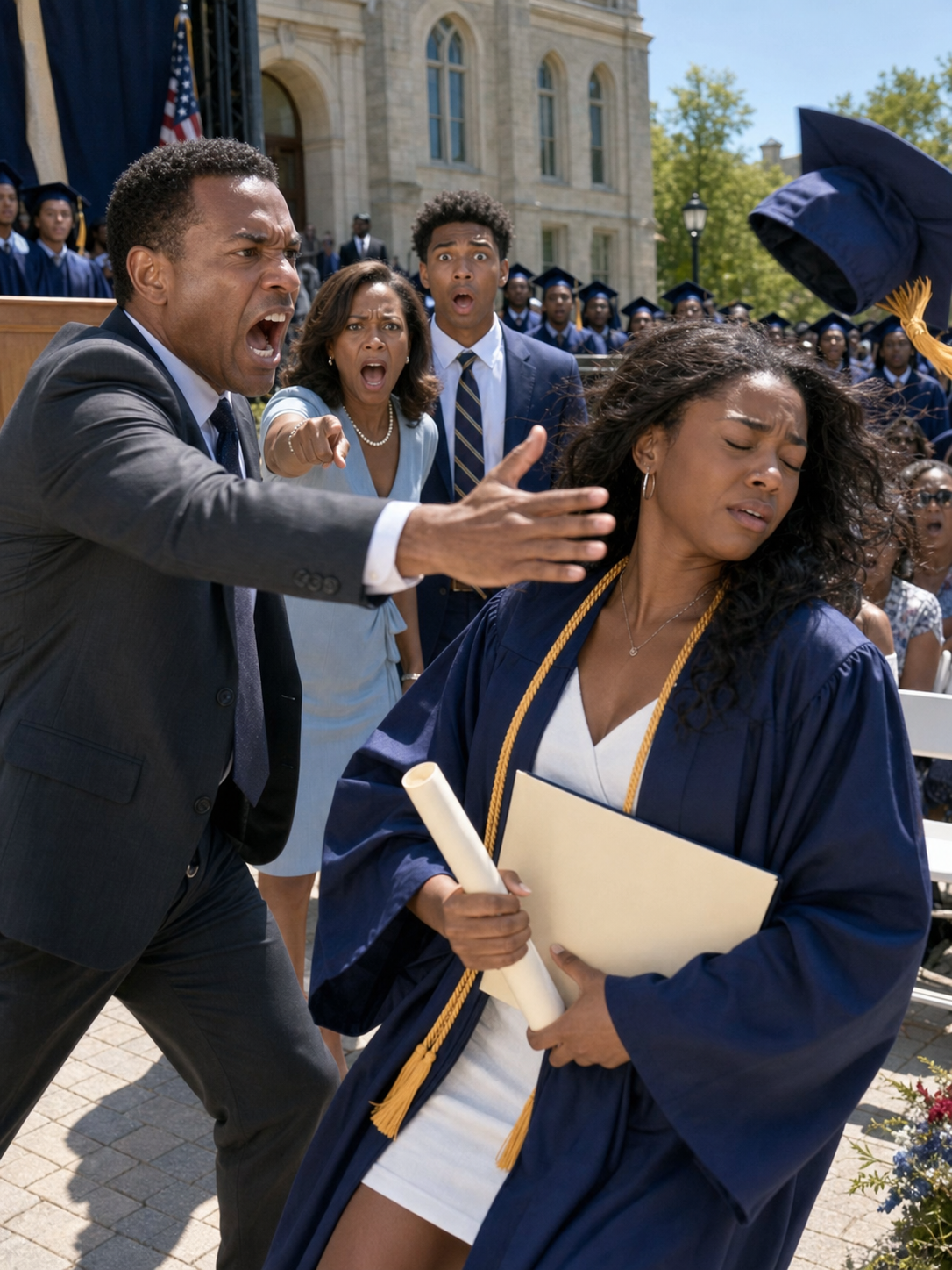 At My College Graduation, My Father Sl@pped Me So Hard My Cap Flew Off the Stage. My Mother Screamed, "You're Just a Loser in a Toga!"