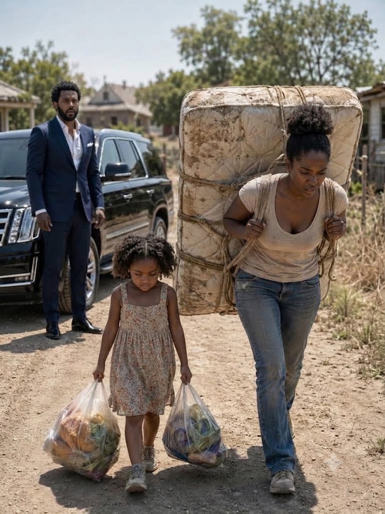 AFTER 26 YEARS APART, A MULTIMILLIONAIRE FOUND HIS FIRST LOVE CARRYING A MATTRESS DOWN A DIRT ROAD WITH A 3-YEAR-OLD GIRL—SHE LOOKED AT HIM AND SAID, “YOU’RE TOO LATE.” THEN HE LEARNED WHY HIS OWN FAMILY’S NAME HAD DESTROYED HER LIFE