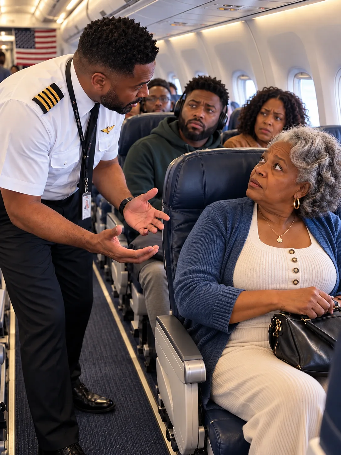She Gave Up Her First-Class Seat for Row 34 — and Halfway Through the Flight, the Captain Walked Out of the Cockpit Looking for Her**