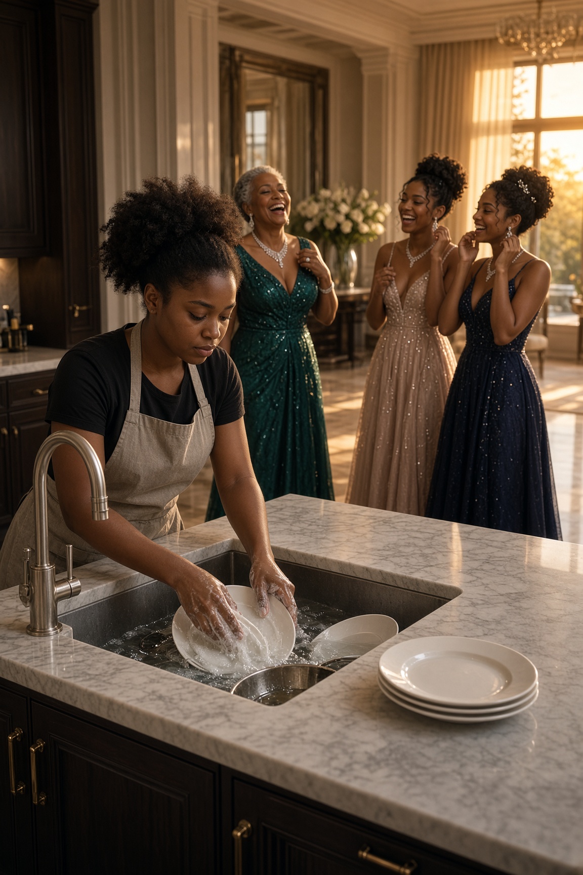 A Mother Ignored One Daughter While Preparing the Other Two to Marry a Billionaire. Then He Walked Past Both of Them and Stopped at the Kitchen Sink