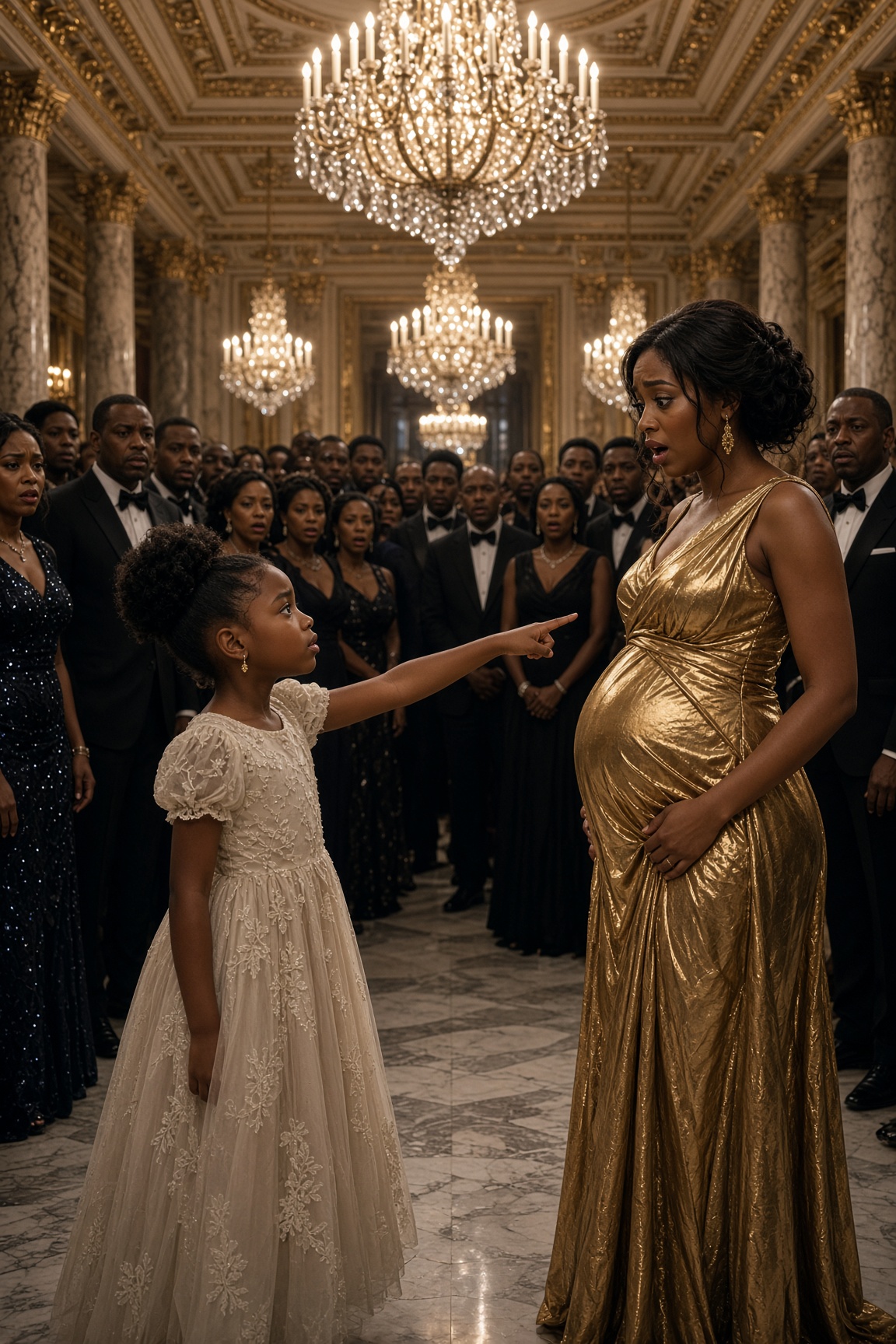 An 8-Year-Old Girl Pointed at the Billionaire's Pregnant Wife… But What She Shouted Silenced 300 Gala Guests!