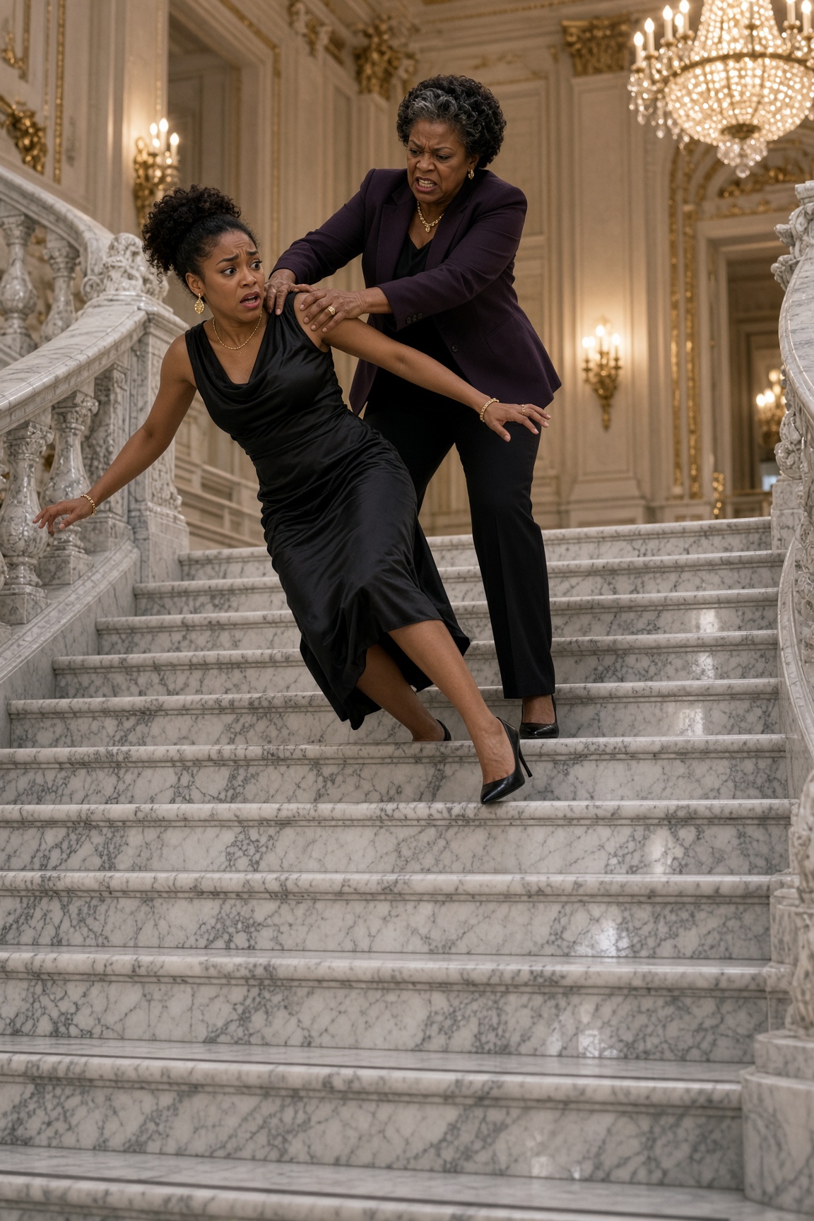 My Wealthy Mother-in-Law Shoved Me Down the Grand Staircase… But What My Open Phone Recorded Left Her Paralyzed in Fear!