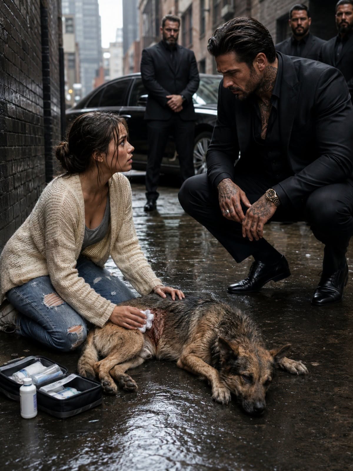 "She Rescued a Wounded Stray Dog in the Alley—Unaware It Belonged to a Ruthless Mafia Boss  A freezing night, a bleeding animal, and a desperate attempt to preserve a life would pull Eliza Bennett into a world she did not know existed."