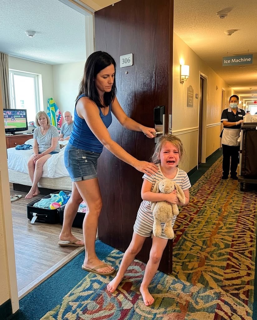 My sister locked my 6-year-old daughter barefoot in a hotel hallway for three hours—so I took my daughter, walked out, and made three phone calls that destroyed her plans