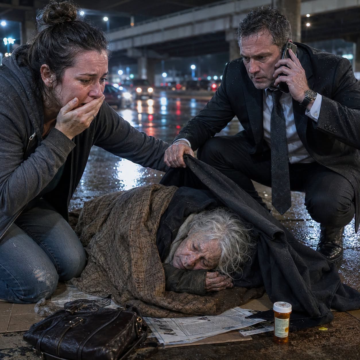 We froze when we found Mom sleeping on newspapers beneath a highway overpass. “What happened to your $450,000 house?” I asked, fighting tears