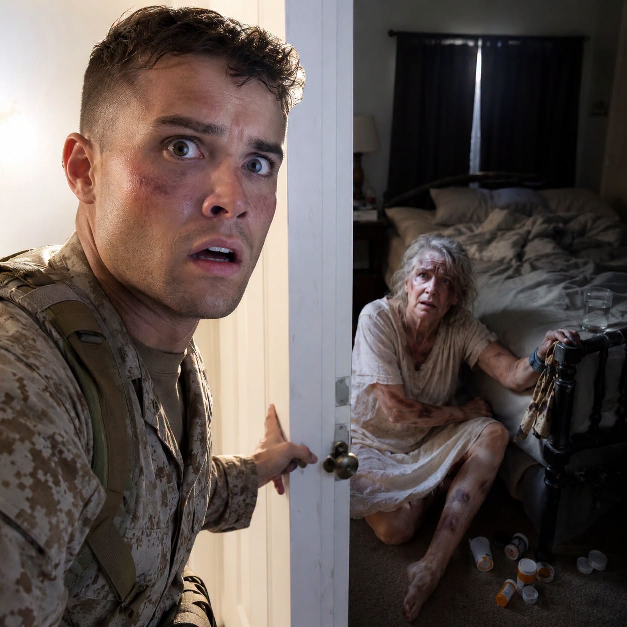 When I came home from deployment, my wife whispered to the neighbors, “His mother has dementia—she hurts herself.” But Mom was locked in a dark bedroom, bruised, fully lucid, and terrified.