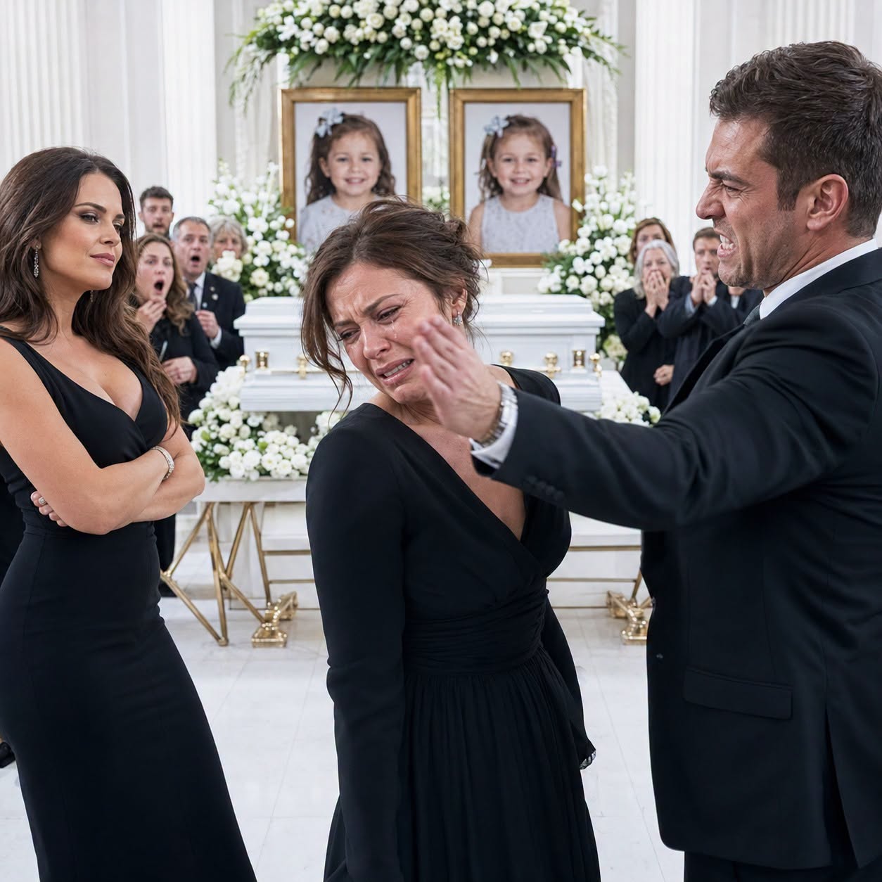 At the funeral of my twins, my husband came with his mistress, calling me a bad mother in front of their coffins… and when I asked him to be quiet, he hit me and whispered, “Say another word, and you’ll die with them.” But the truth behind my children’s deaths will destroy him forever.