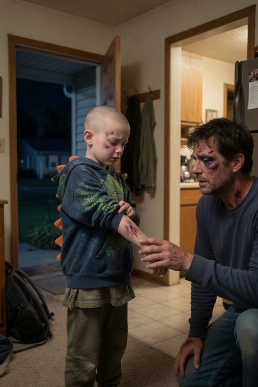 My mother-in-law offered to take my son to the hospital, but he never checked in—until he returned at 4 a.m. with shaved hair and a hidden secret.