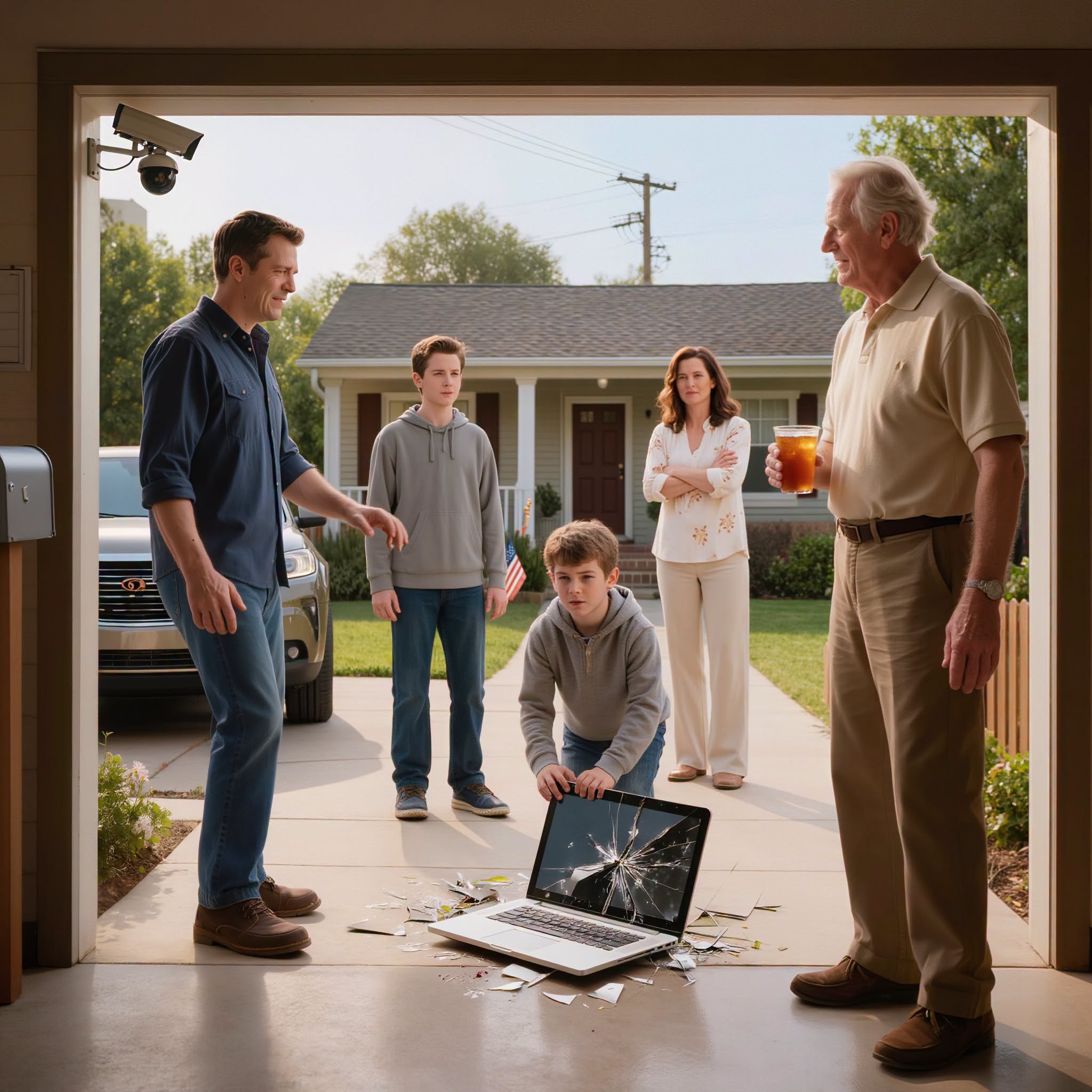My Sister Ordered Her 14-Year-Old Son to Destroy My $3,200 Work Laptop on Dad’s Driveway—Then Smiled and Said, “Without That Computer, You’re Nothing.” They Expected Me to Stay Silent Until the Camera Above the Garage Played Back Every Word