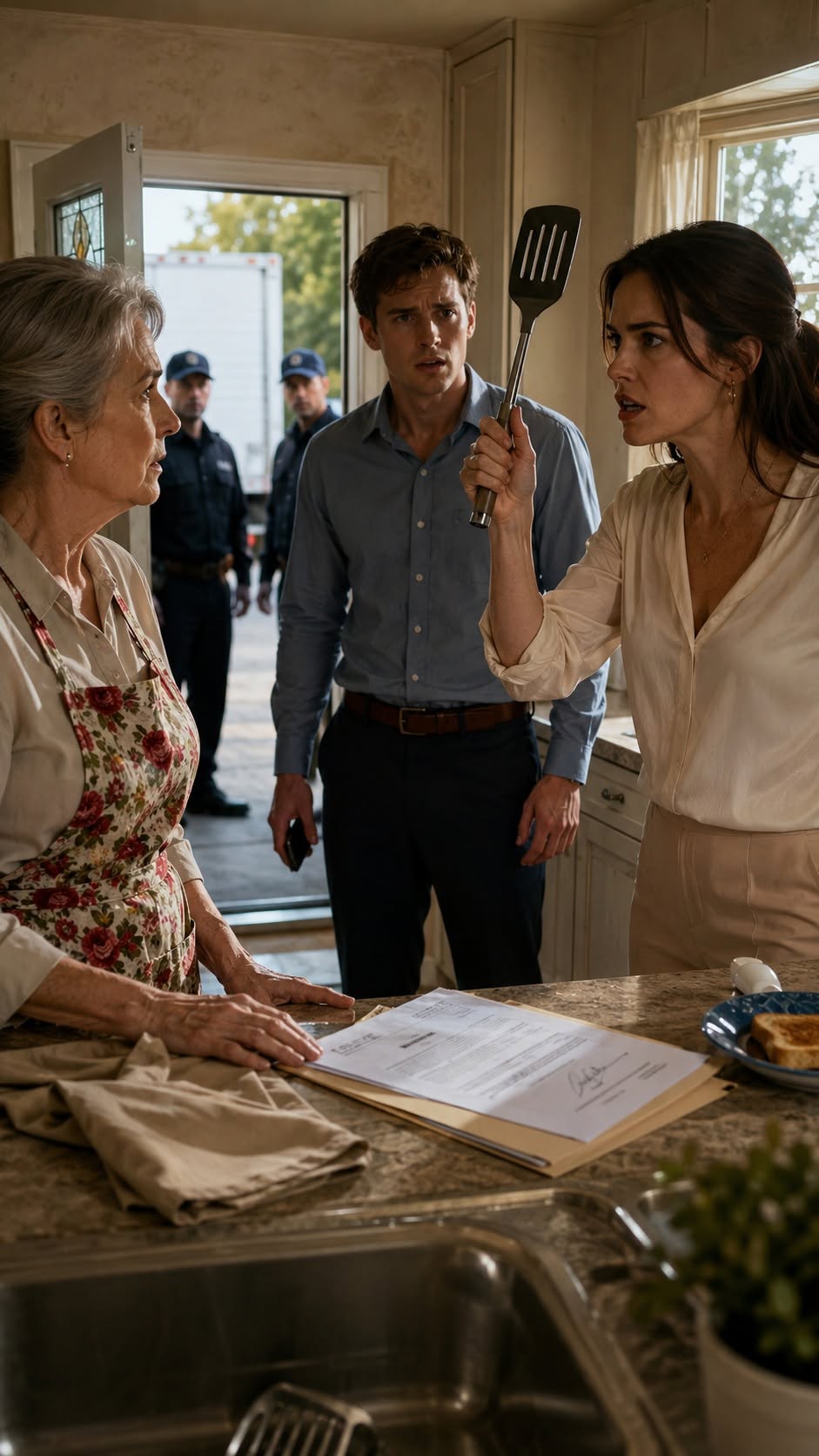 The second Claire lifted my own spatula at me like a weapon, I knew she was not arguing about eggs.  She was trying to erase me from my own house.  “This kitchen is not yours anymore,” she said, standing beside my stove in a cream silk blouse I had watched Daniel pay for. “You need to ask before touching things.”