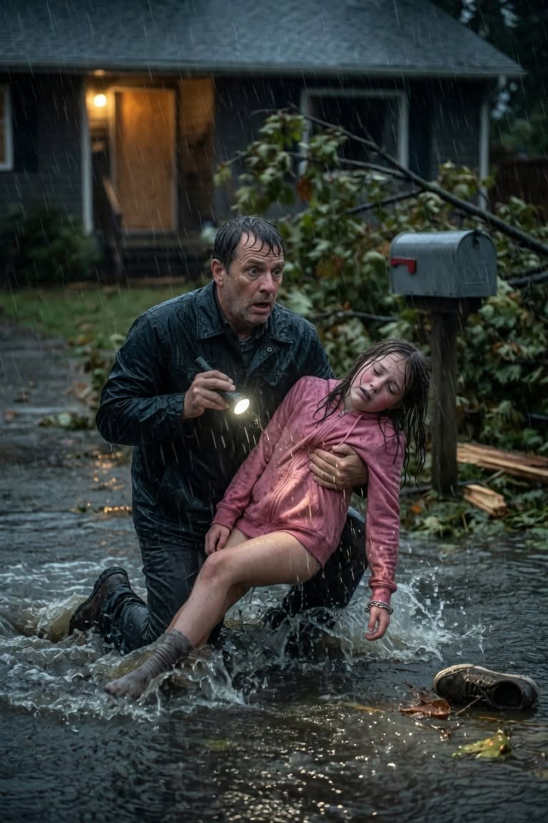 On a typhoon night, I found my daughter unconscious in the rain whispering “Mom told me to leave”—and when my wife arrived at the hospital completely dry, two words made her face turn pale.