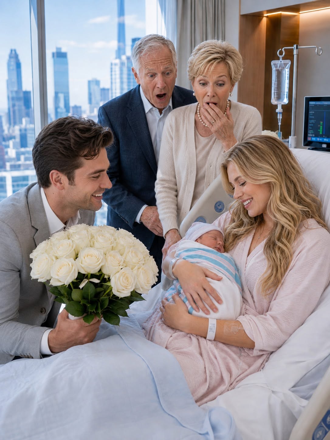 My parents walked into my hospital recovery room, looked at my newborn son, and sneered, “We will never acknowledge a fatherless child.” My father added, “And we will never hold that baby.” They demanded I sign away my 12% share of the family company before I left the hospital. I kissed my son, smiled, and waited… because his father—the one who could destroy everything they owned—was already walking toward my door.