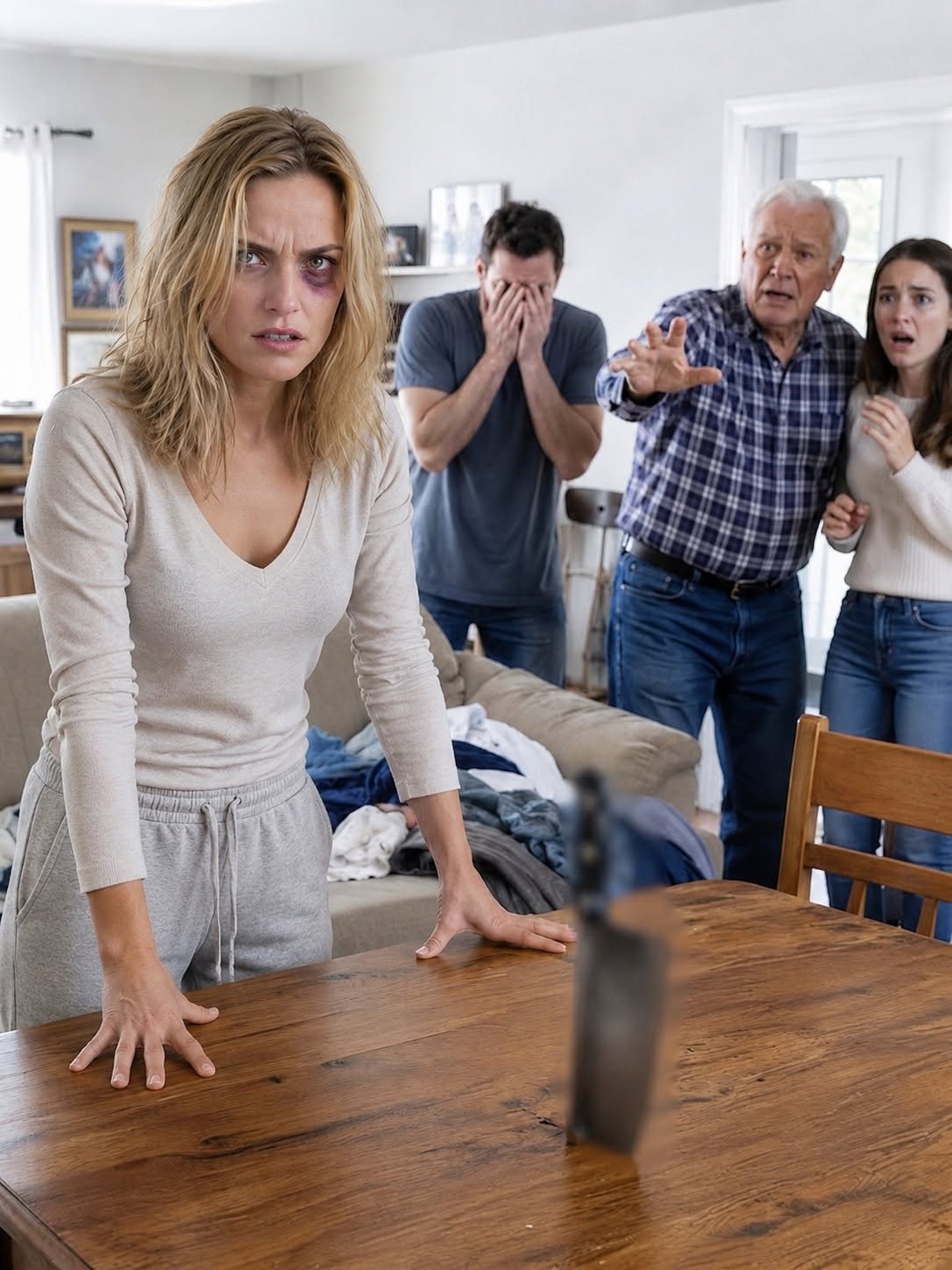 My father-in-law s:lapp:ed me because I refused to wash his daughter's underwear. I drove a k:nife into the table and war:ned, "No one will ever lay a hand on me again,"