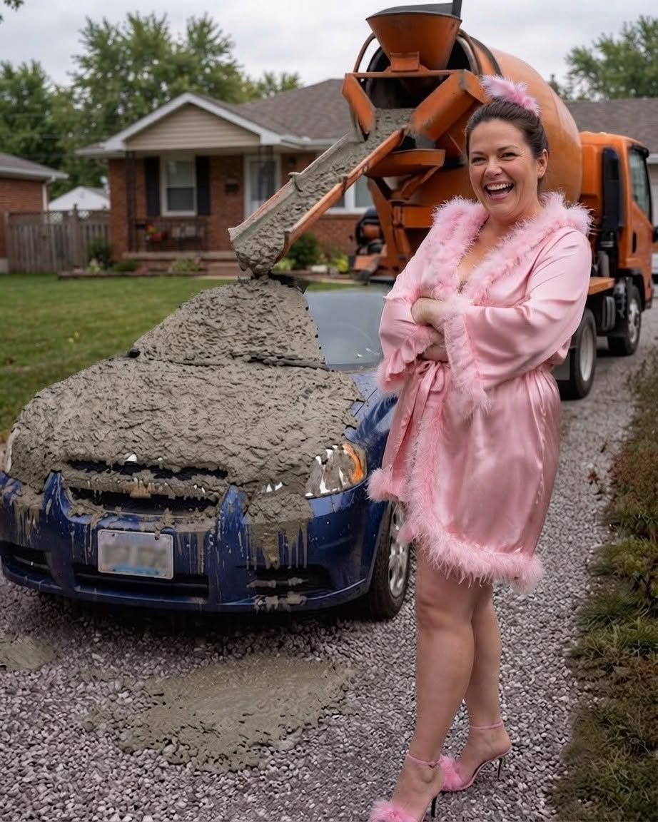 My neighbor POURED CONCRETE on my car because it was "blocking her view of the lake" — she laughed until my 8-year-old daughter wiped the smug smile off her face.