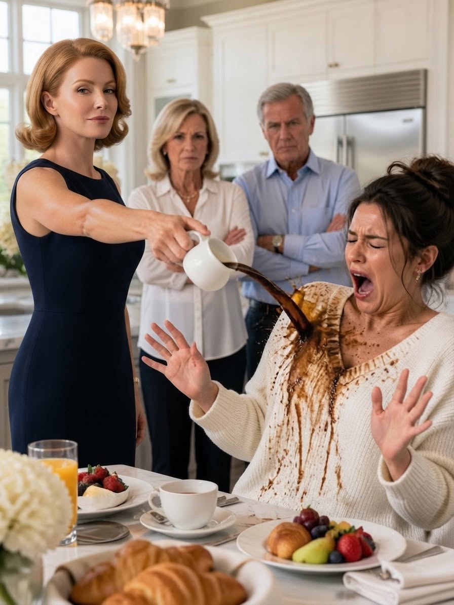 At breakfast, my sister hurled a cup of scalding coffee into my face because I refused to let her charge thousands of dollars to my credit card. Before the sting had even faded, she reached for my wallet again—and what the rest of my family did afterward was even more unbelievable.
