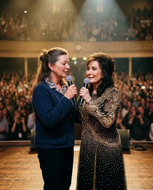 Nashville, Tennessee. A sold-out crowd. Loretta Lynn walked on stage the way she always did — head high, rhinestones catching every light. But that night, her daughter Peggy was right there beside her.
