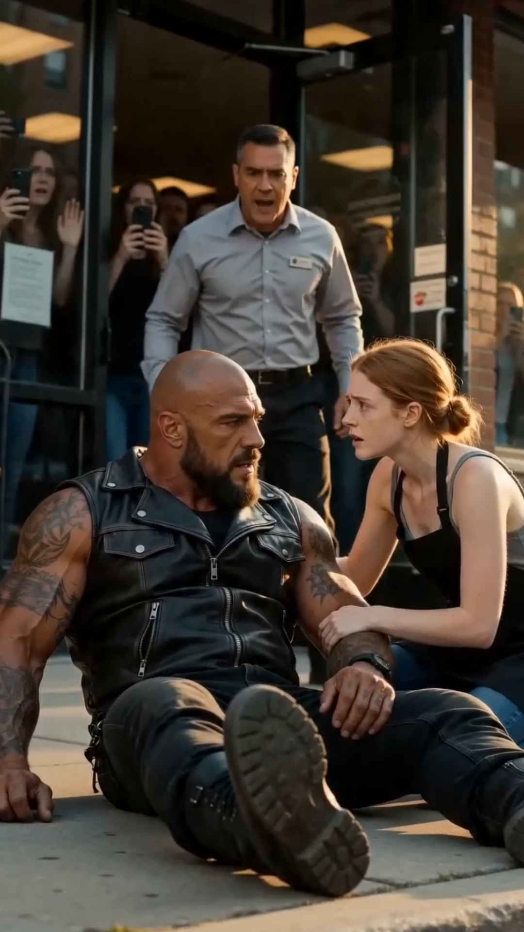 "The lunch rush was in full swing when the biker collapsed outside the diner.