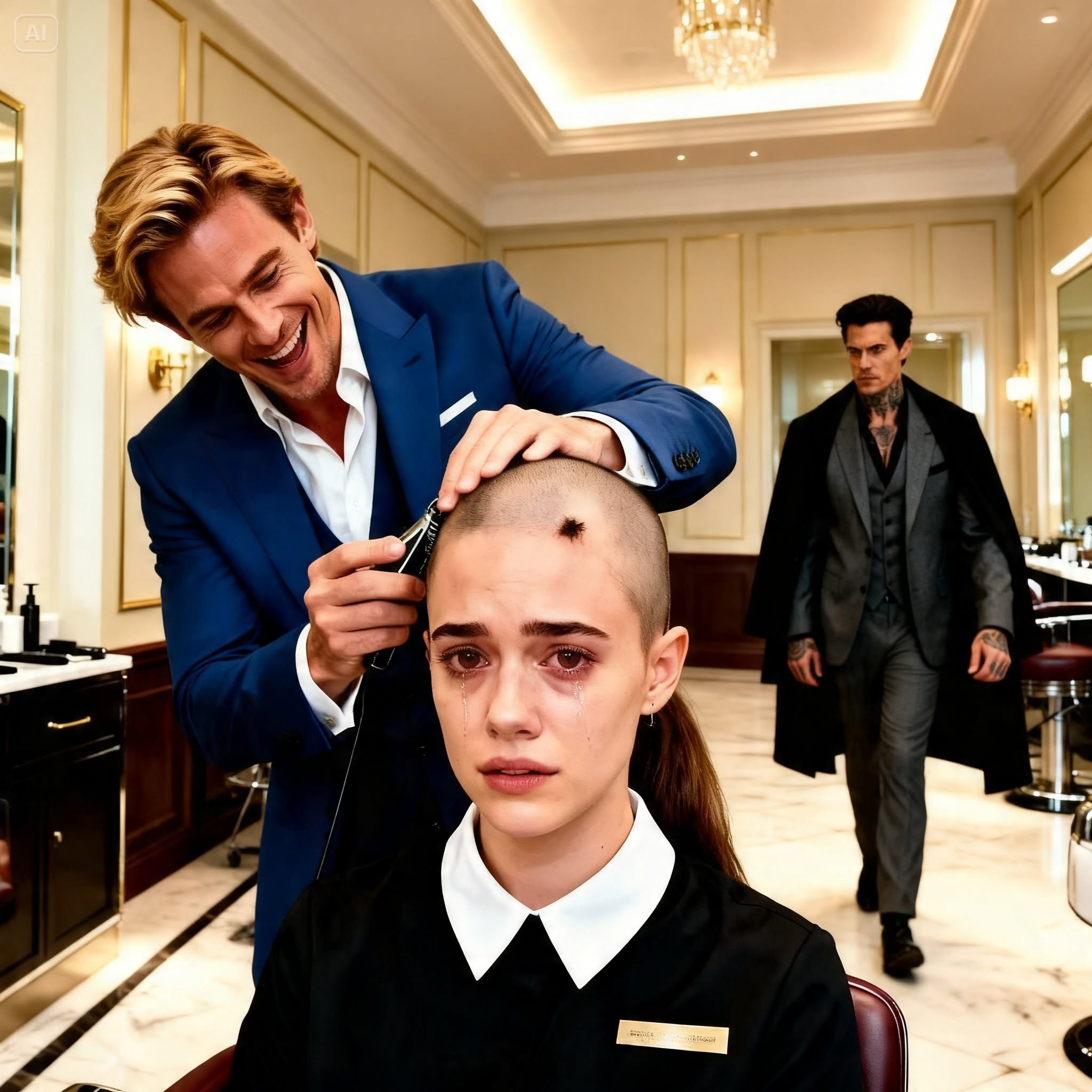 HE CUT HER HAIR FOR LAUGHS—THEN HER HUSBAND BOUGHT HIS FAMILY’S EMPIRE Anna Rodriguez was on her knees in the middle of the Grand Meridian ballroom, clutching champagne-soaked napkins while half of New York’s elite watched her cry.