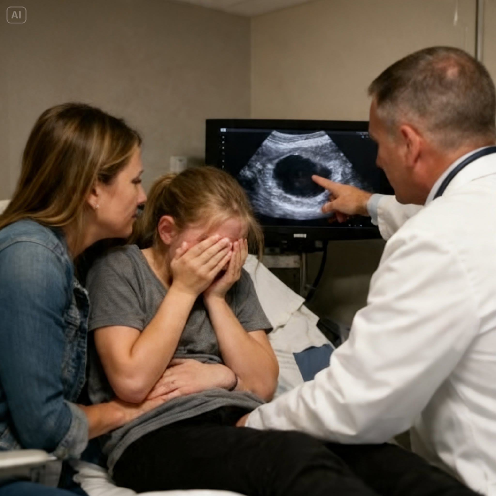 My Husband Said Our Fifteen-Year-Old Was Just Being Dramatic, That It Was Stress, Hormones, or Another Attention-Seeking Episode—But When the ER Scan Revealed Something Quietly Growing Inside Her, the Confident Smile He’d Been Wearing All Morning Finally Split in Two