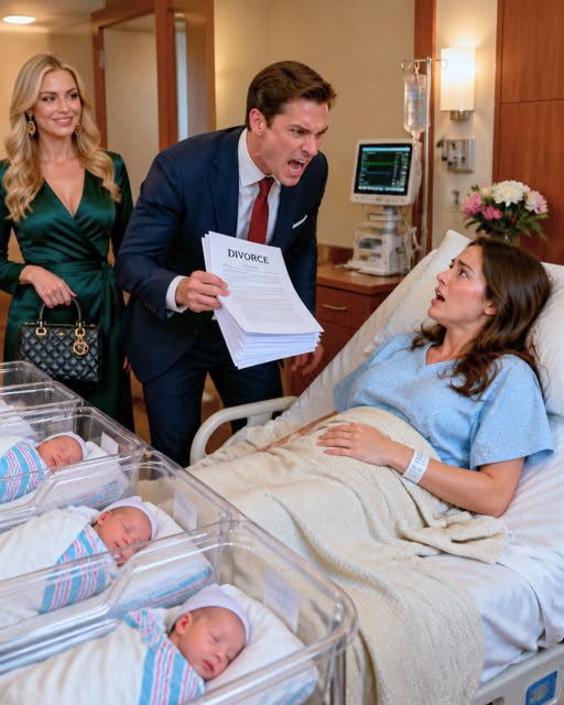 After I delivered our triplets, my husband entered my hospital room with his mistress beside him — proudly holding a B/i/rk/in bag. He threw the divorce papers onto my bed and said with a cruel smirk, “Look at you. No one would want you now.”