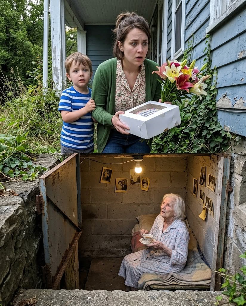 "I went to my mother-in-law's house to surprise her for her birthday. While I was standing at the door with my 5-year-old son, a neighbor walked up and said, ""No one has lived in this house for years..."" My son whispered, trembling, ""Mom... look..."" There was an old basement door, slightly open. And the moment I opened it... my mouth fell open.