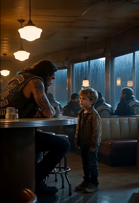 PART 1: One picture, one secret.👈 Rain hammered against the windows of the old roadside diner. Outside, dozens of motorcycles filled the parking lot as the annual biker rally roared through town. Inside, laughter echoed between leather jackets and steaming coffee cups. But one man sat alone.