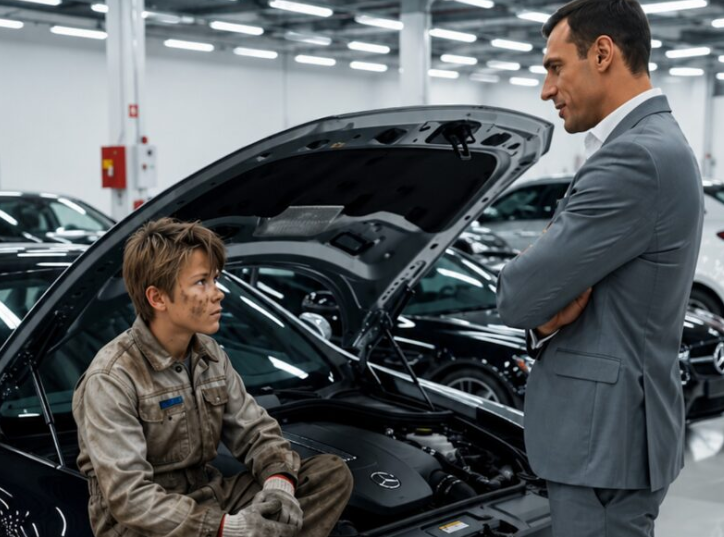 "“If you can fix this car, I’ll give you the entire dealership,” the billionaire said with a smirk to a homeless boy, never imagining what the boy would do next... 😱