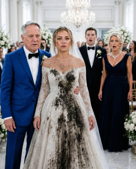 "My mother-in-law poured something filthy over my wedding dress and left a note: “Know your place.” In front of 200 guests, I put it on anyway, took my father’s arm, and walked down the aisle without shedding a tear. Then I smiled at the groom and whispered, “Your mother forgot one thing — I know the secret that will destroy you both.”