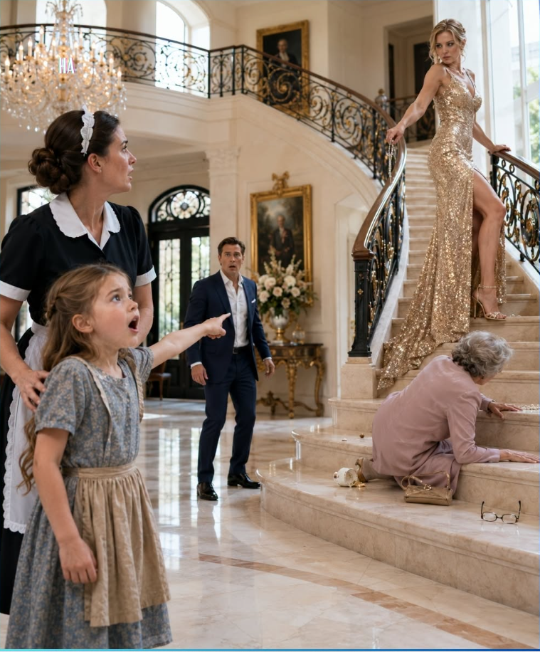 "The little maid’s daughter saw what the billionaire’s fiancée did at the top of the stairs
