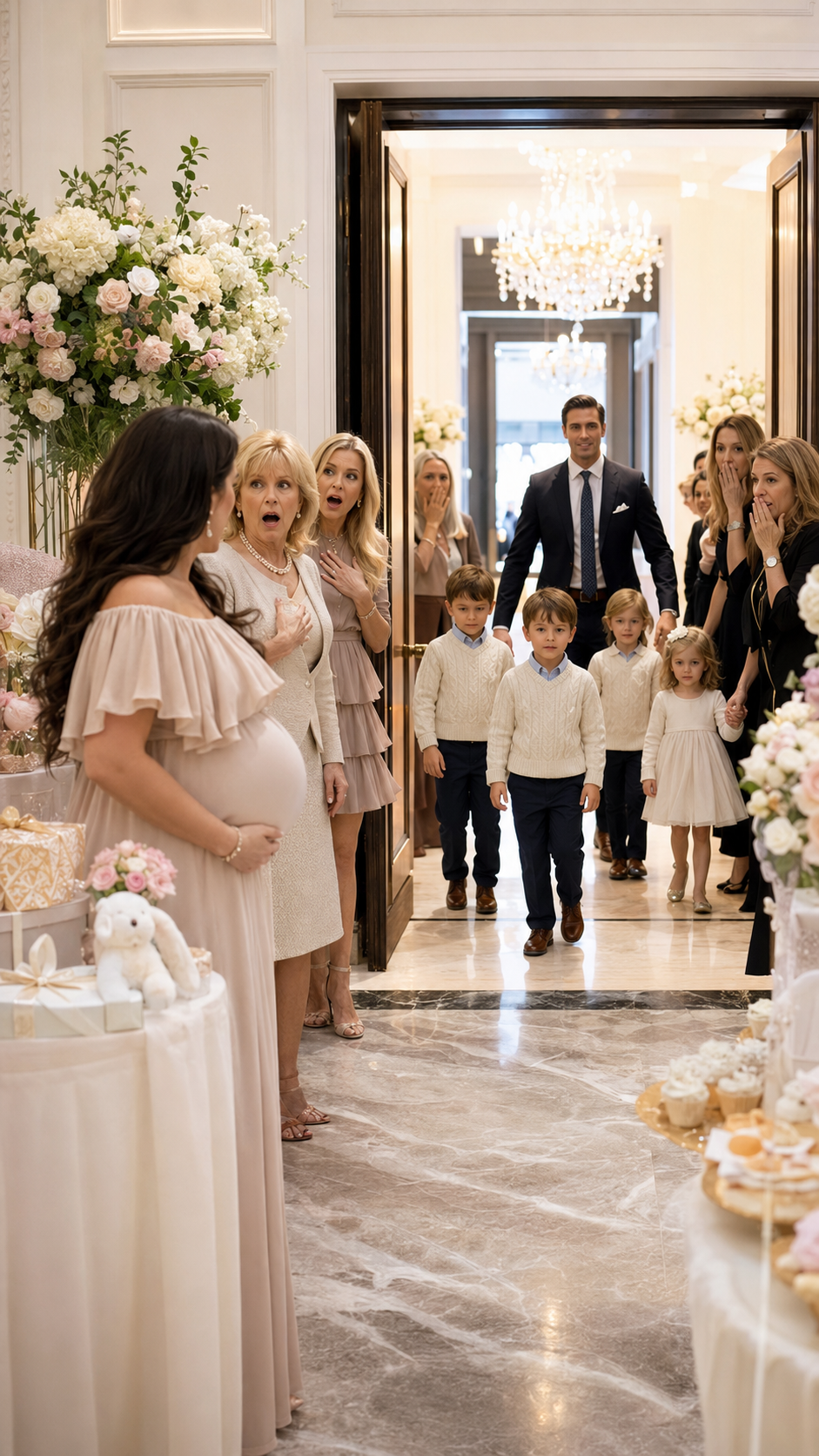 My Mother Spent Six Years Telling Everyone I’d Never Be A Mother—At My Sister’s Baby Shower, My Husband Walked In With Our Five Children And The Truth Finally Came Out