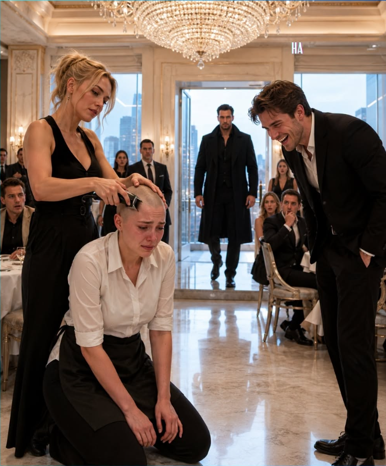 They Shaved the Waitress’s Head for a Laugh, Then Her Husband Walked In and Every Powerful Man in the Room Stopped Breathing