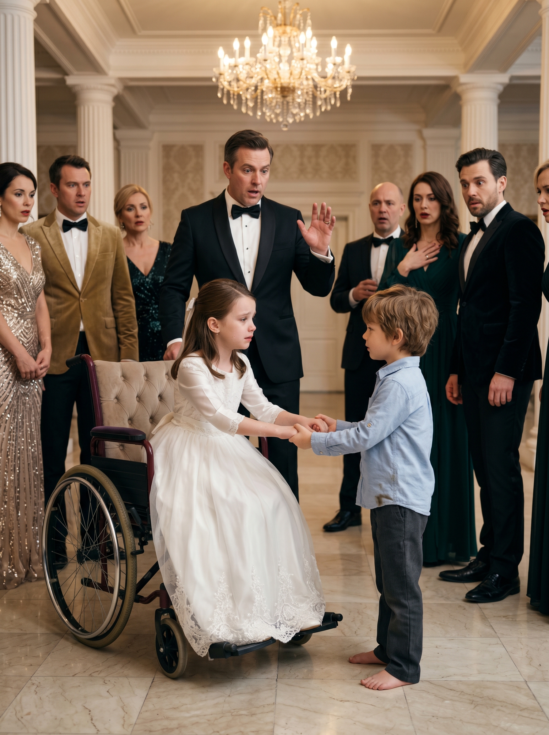 “Let Me Dance With Her,” A Barefoot Boy Said At A Billionaire’s Charity Gala—Not Knowing The Girl In The Wheelchair Hadn’t Stood Up Since The Night Her Mother Left… Until He Whispered, “I Can Help Her Stand