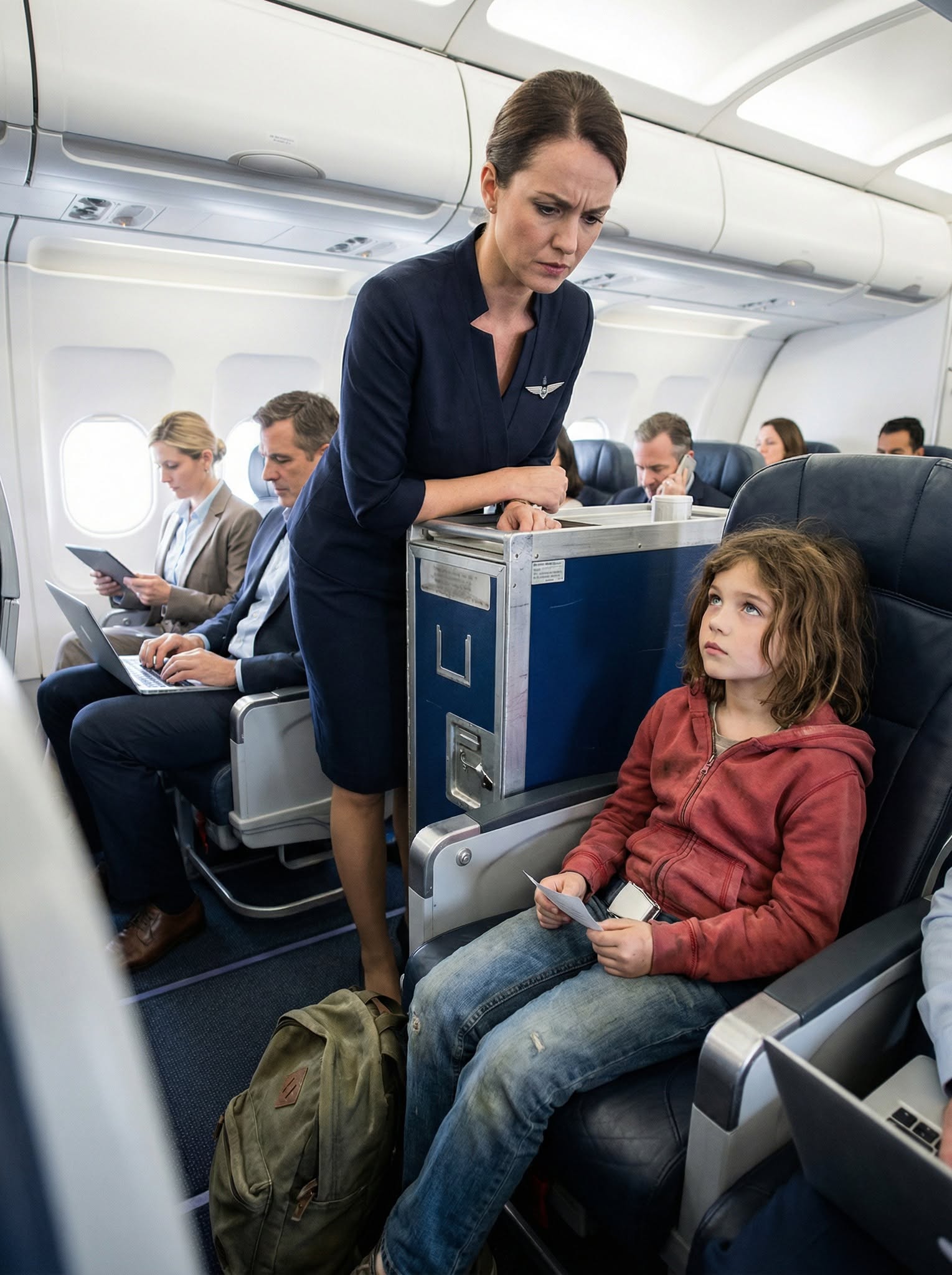 A Flight Attendant Refused a Child’s Meal in First Class, Saying “It’s Not for You” — What Happened Next Stunned the Entire Plane
