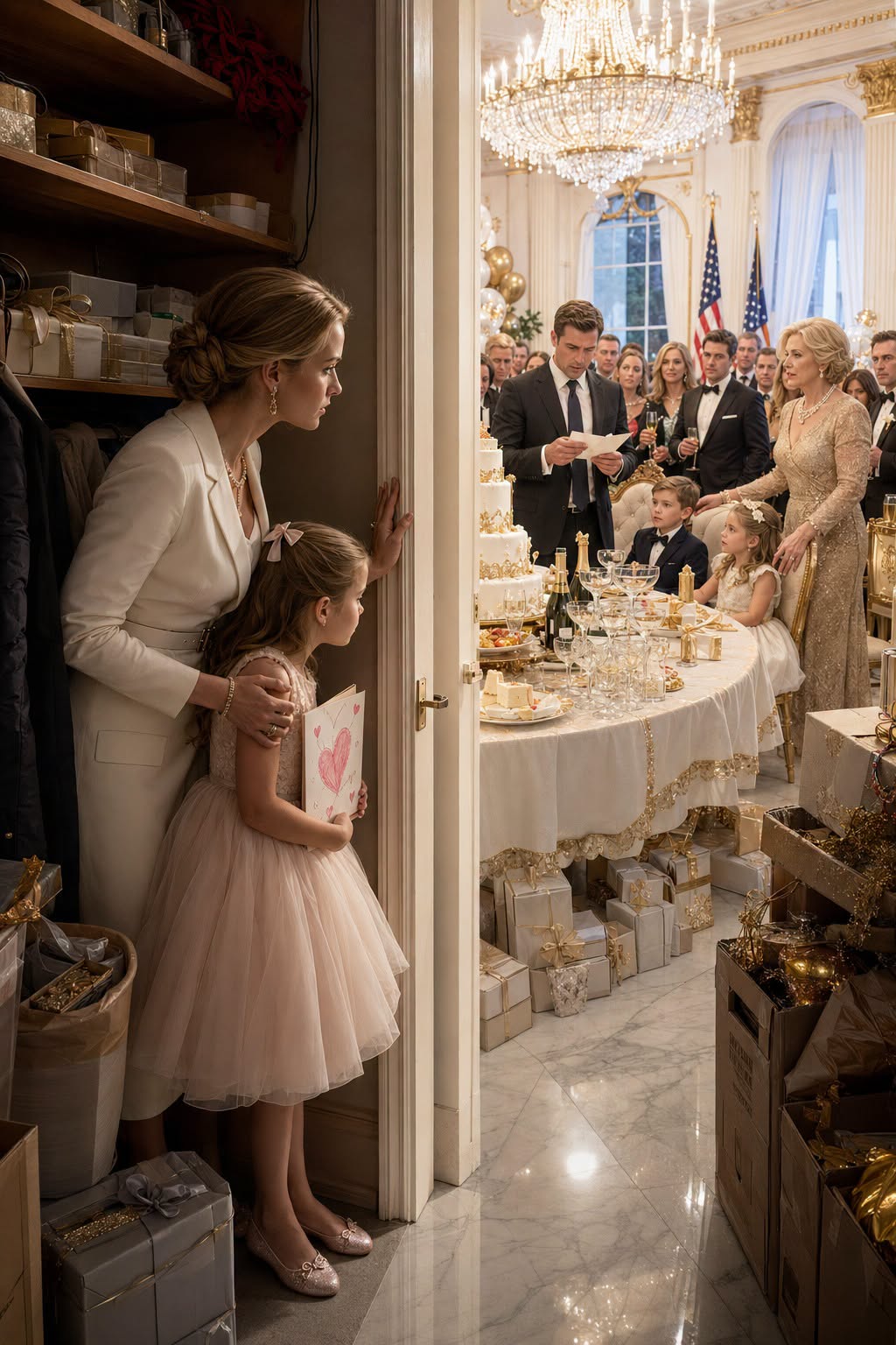 At My Husband’s Birthday, His Mother Forced Our 7-Year-Old Into a Storage Room to Make Space for His “Real Children”—But When He Opened Her Secret Card in Front of Everyone, the Whole Family Went Silent...