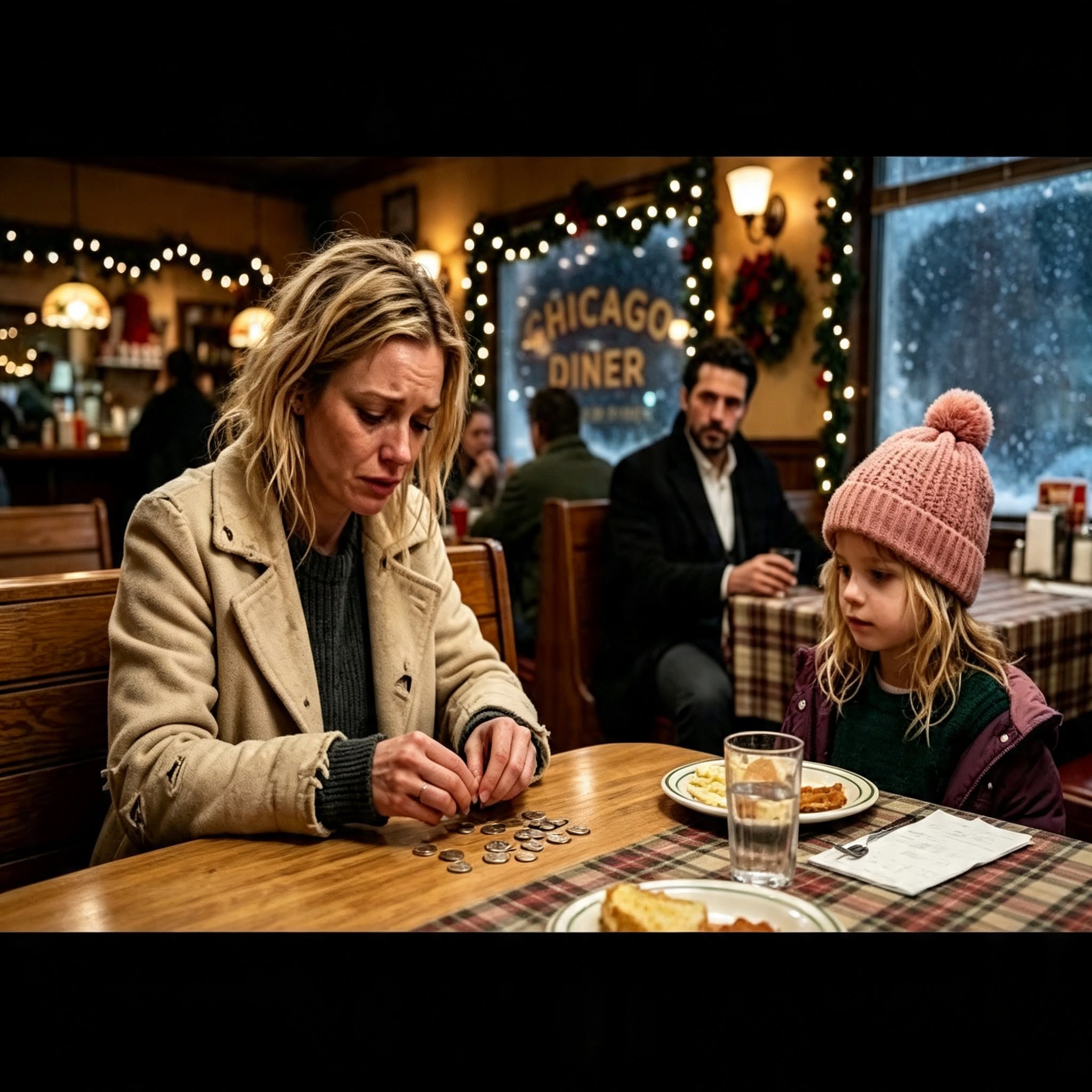 The Lonely Billionaire Found a Single Mother Counting Coins for Christmas Pancakes—But When Her Daughter Took His Son’s Hand, Two Broken Families Became the Home They Both Needed