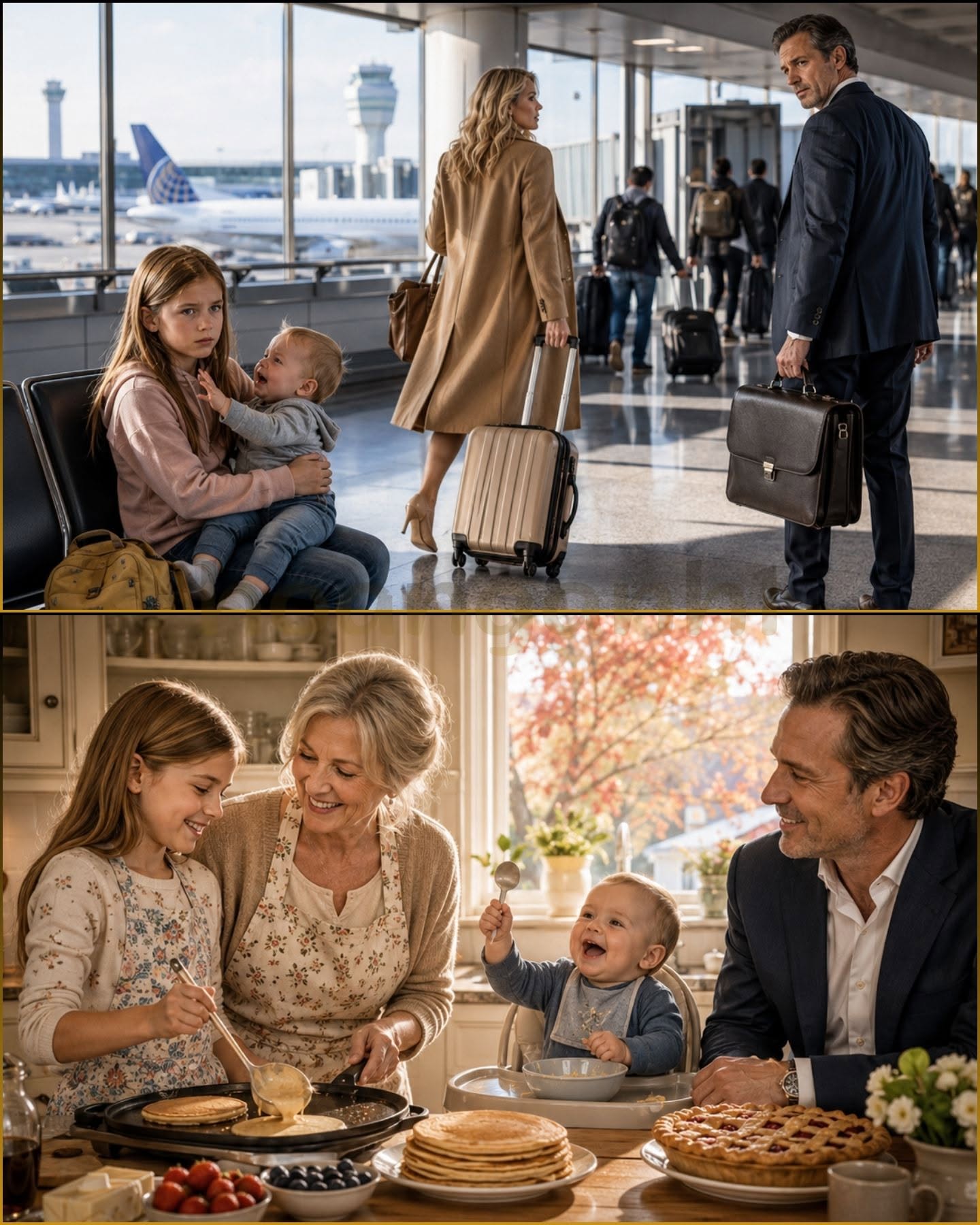 Don’t Move, Sweetheart” The stepmother left her 8-year-old daughter and her baby brother behind and boarded the plane alone—so the innocent little girl sat with her baby brother at gate C22… Until the millionaire returned to gate C22 and discovered a debt he could never have imagined