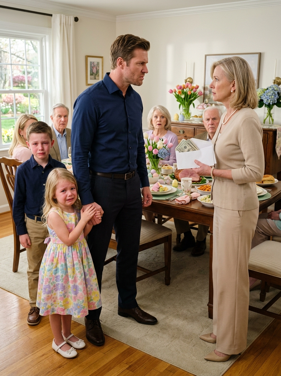 At Easter Dinner, My Aunt Gave Every Kid $500—Except Mine… Then Said, “Their Mom Isn’t Family” — I Looked At Her And Said, “Then Don’t Call Us Family Anymore” — So I Stood Up, Took My Kids, And Walked Out… And Sent A Message That Had Her Calling Me Nonstop 23 Minutes Later