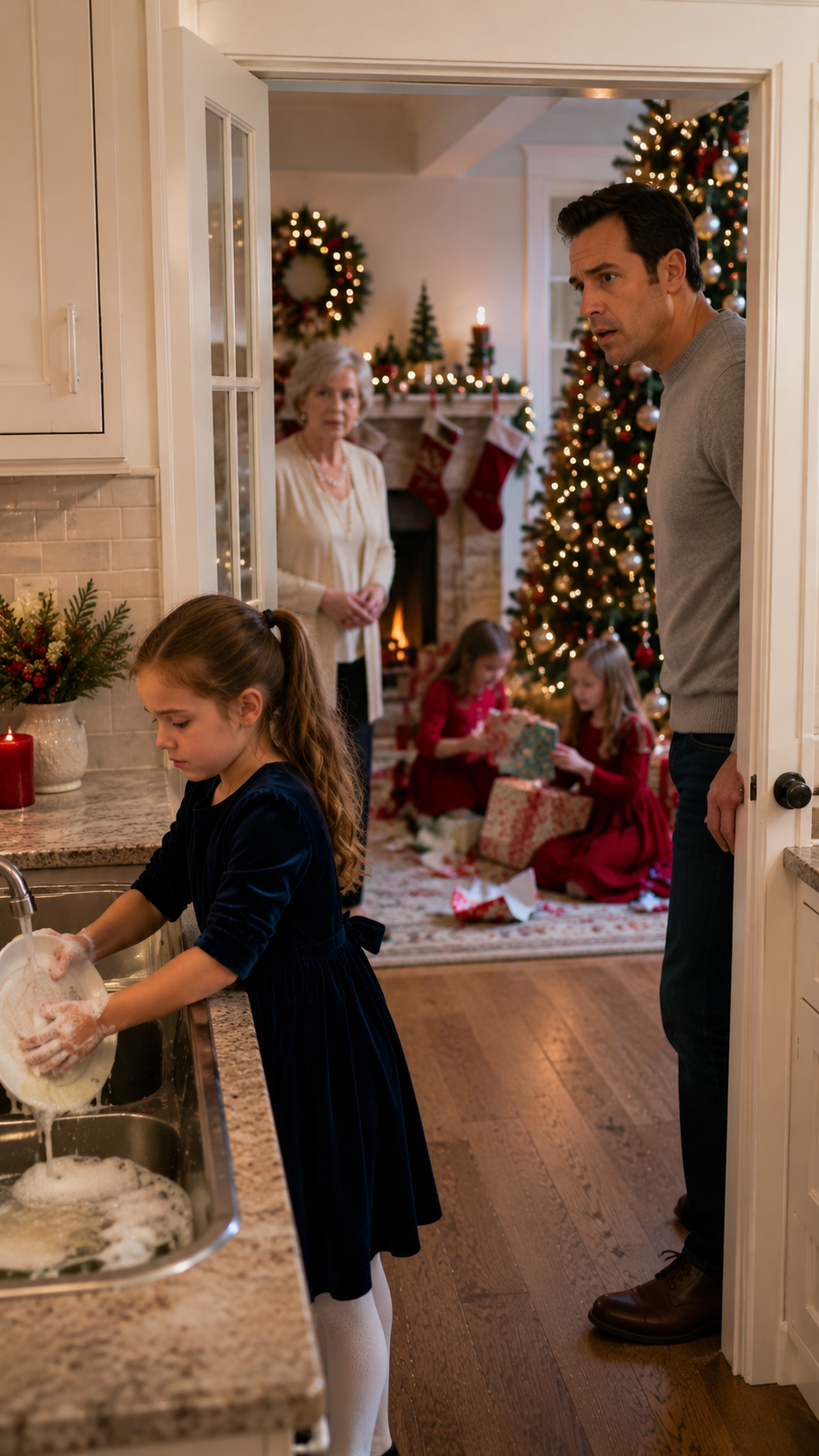 My Adopted Daughter Was Cleaning Up Alone While Her Cousins Opened Christmas Presents — Then She Looked Up and Asked One Question That Changed the Way I Saw My Family Forever